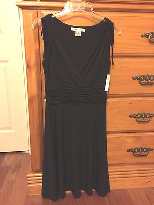 Black Dress Petite Size 10 Slip On Easy Care Stretch Comfort - AA Studio - NWT!