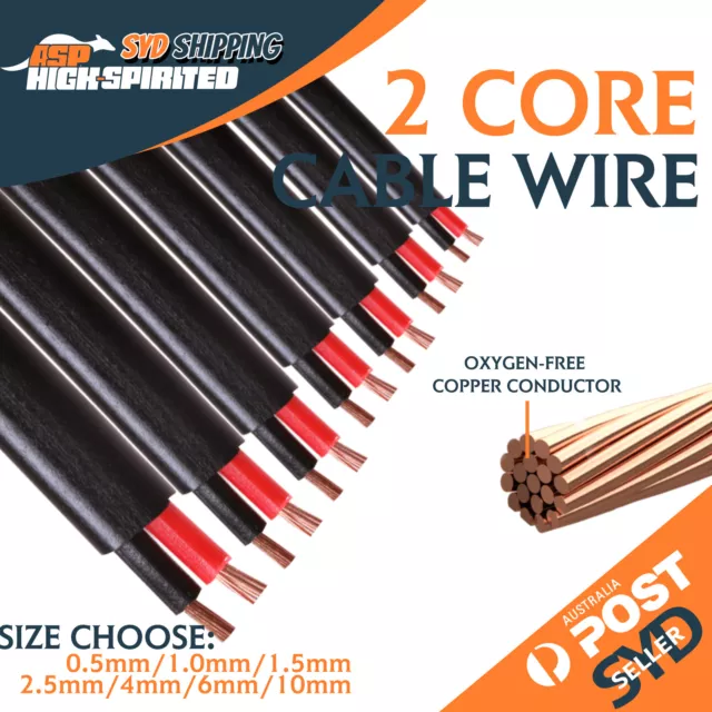 Two Core Wire Dual Conductors Cable 2 Sheath  0.5mm 1mm 2.5mm 4mm 6mm 10mm 13mm
