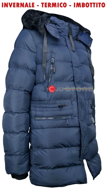 Giubbotto uomo invernale parka piumino imbottito pesante termico con cappuccio