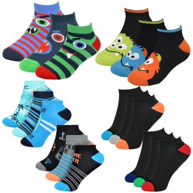 Kids Boys Bamboo Socks Pack of 3 Trainer Socks Kids Footwear Age 2-14 Years