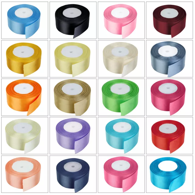 Multicolore Double Sided Bellissimo Raso Nastro 40mm 50mm Ampio Tinta Rotolo 25m