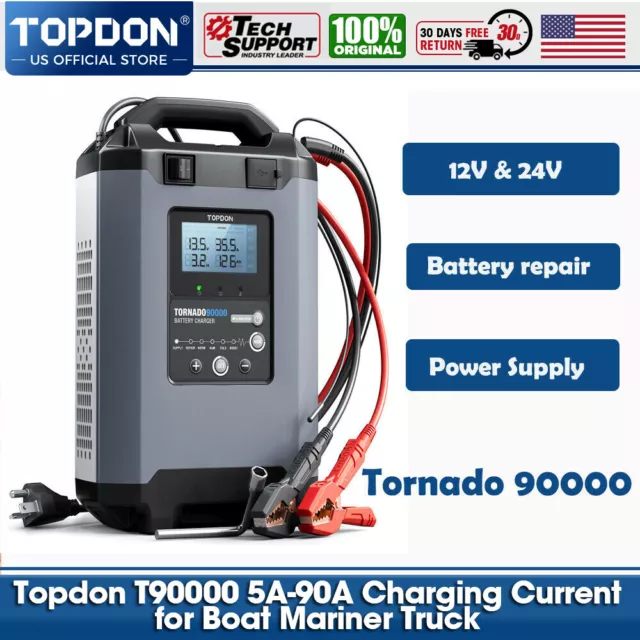 🔥TOPDON Tornado 90000 Professional Auto Car Battery Charger Maintainer Trickle