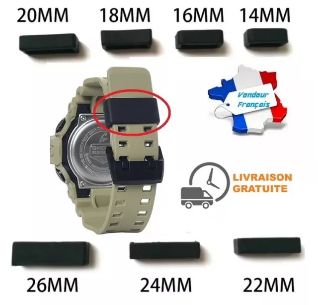 Passant Bracelet de montre 14/16/18/20/22/24 mm Boucle Silicone