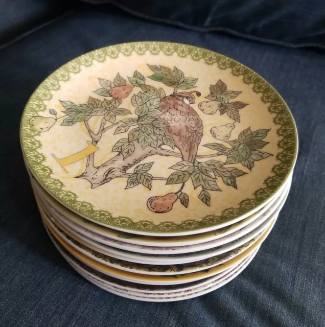 Pottery Barn 12 Twelve Days Of Christmas Salad Dessert Plate Set 7.25" EUC