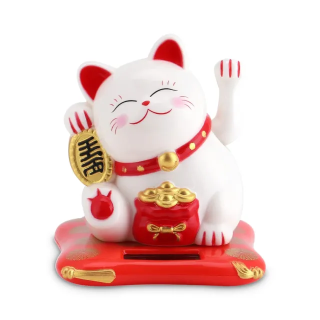 Cyrank Gatto Cinese Portafortuna con Zampa Mobile Maneki Neko Solar Powered