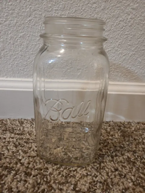 vintage ball mason glass freezer jar 12/13 line 1913-1962 Qt. Size