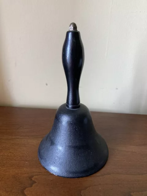 Vintage Cast Iron School Desk Bell 8” Very loud Ding. Ring.