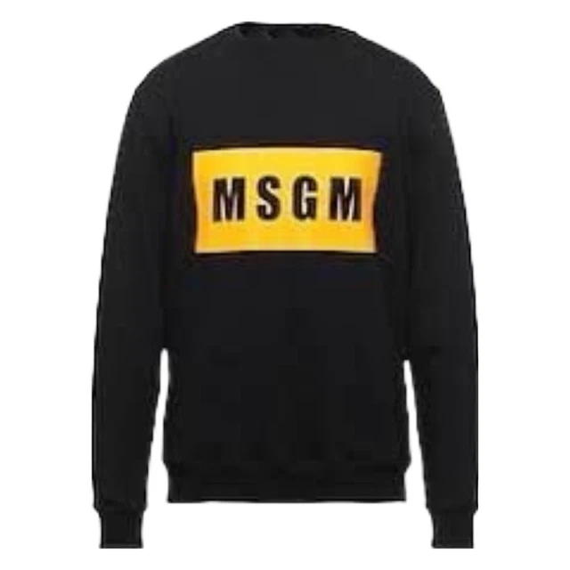 Felpa uomo donna nera MSGM logo maglia girocollo milano