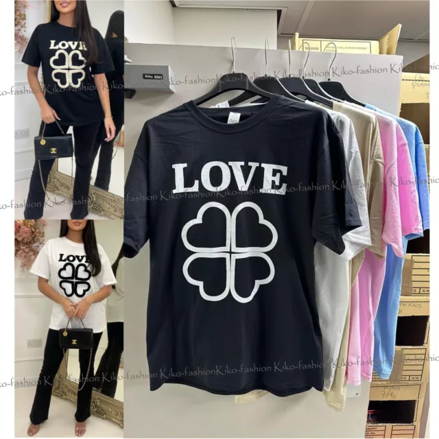 Womens Love T Shirt Ladies Oversized Baggy Short Sleeve Slogan T-shirt Tee Tops