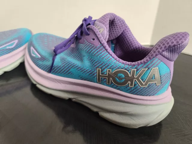 HOKA CLIFTON 9 Shoes Woman Size 8B Light Blue Lavender Athletic Running ...