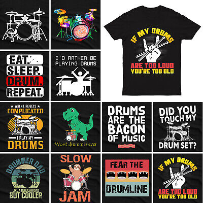 Drums Musician T shirts Drumming Drummers Bass Music Lovers Gift Unisex #M#P1#PR
