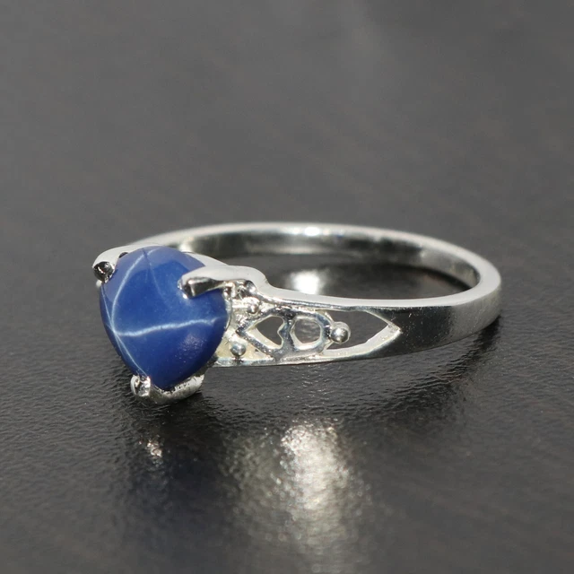 9ct Natural Star Blue Sapphire Gem 925 Sterling Silver Ring For Birthday Gift 3