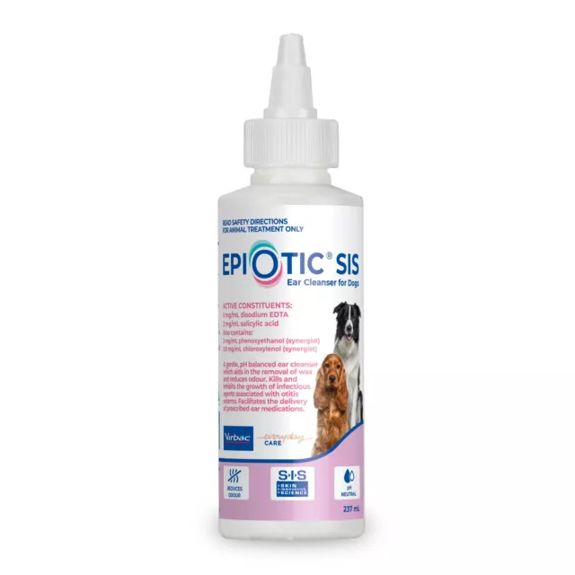 Virbac Epi-Otic SIS Ear Cleanser for Dogs 237ml  Dog Pet Grooming