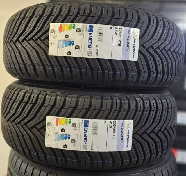 2X Michelin Crossclimate 2 Car Tyres 205/55 Zr16 91W 205 55 16 2055516 C+B