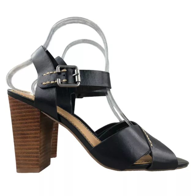 Crown Vintage Women's Size 9M Bolero Black Faux Leather High Heel Sandals