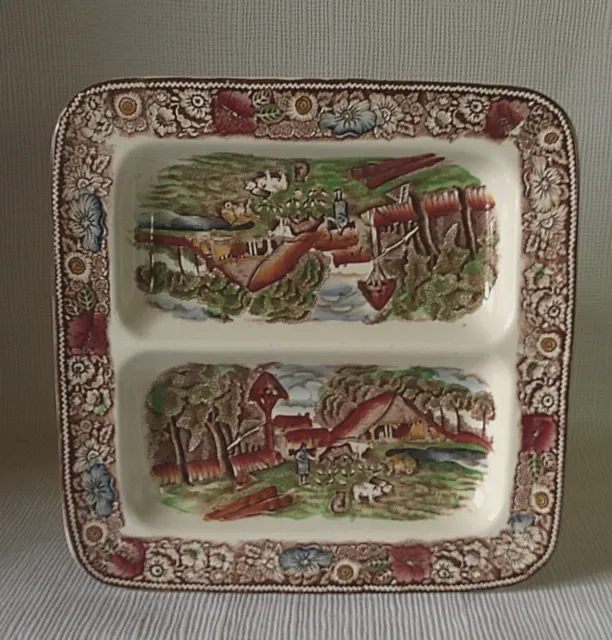 MIDWINTER RURAL ENGLAND SQUARE PARTITIONED PLATE 210mm ACROSS