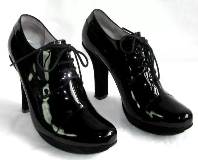 FREE LANCE - Bottines low boots talons 10 cm cuir verni noir 37 - TRES BON ETAT