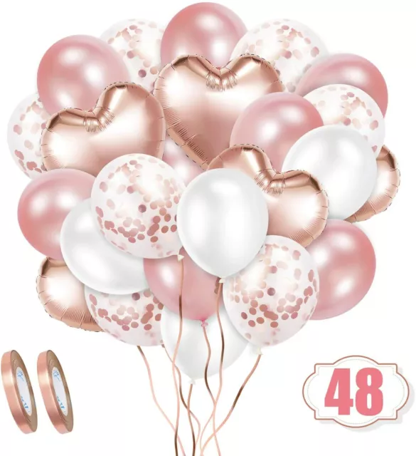 Ensemble de ballons en or rose (50 pièces) ballon en feuille, confettis et latex pour anniversaire, mariage