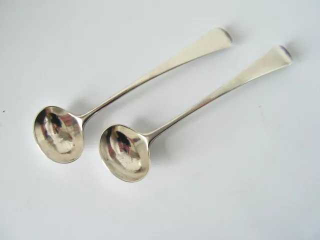 Pair Of London  Georgian Solid Silver Salt Mustard Spoons Thomas Wallis Ii 1806