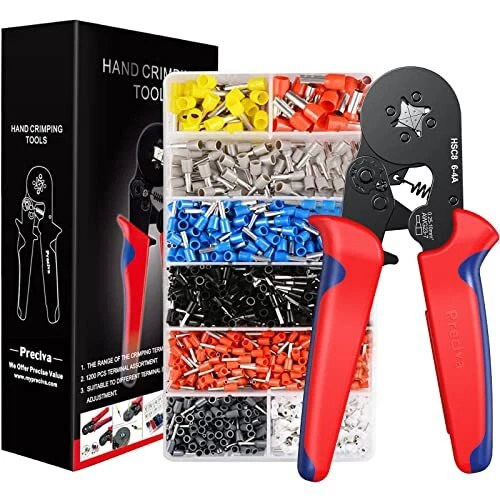 Ferrule Crimping Tool Kit, AWG23-7 Self-adjustable Ratchet Wire Crimping Tool...