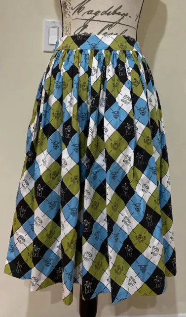 Vixen by Micheline Pitt × Ghostbusters Argyle Print Swing Skirt Size Large