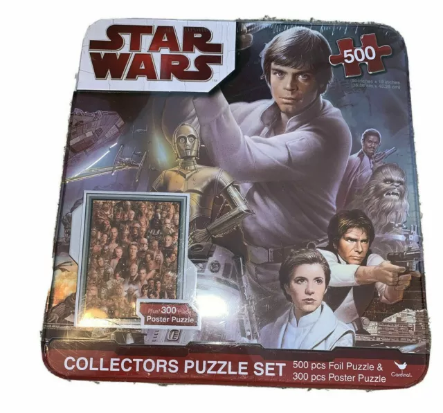 Star Wars 500 & 300  Piece Foil Puzzle Collectors Set Tin Case TSUNEO SANDA