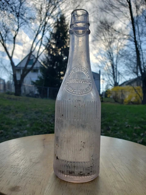 Antique Hand Blown SCA Sun Color Bottle Curtis Brother's Preservers Rochester NY