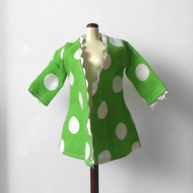 °° Vintage - Oberteil - Jacke - grün mit weißen Punkten - 29 cm Puppe °°