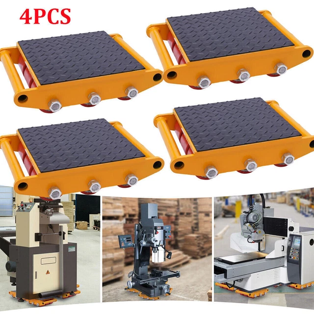 4Pcs 33000lbs 15T 9 Rollers Machinery Mover for Industrial Warehouse