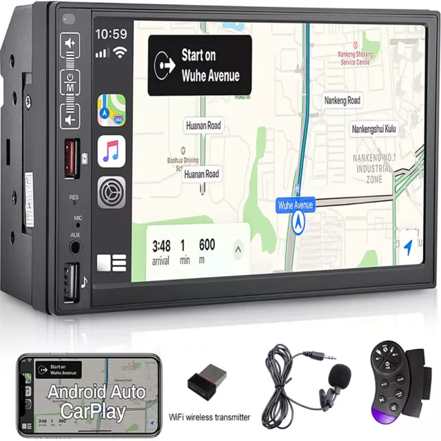 7" Double Din Car Stereo Radio Apple/Android CarPlay Bluetooth USB FM MP5 Player