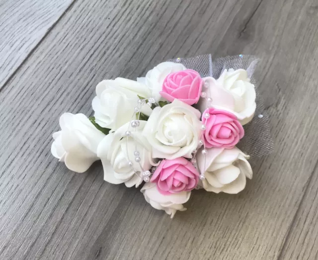 Flower corsage Mother of the Bride .. foam roses .. wedding pin ... Buttonhole