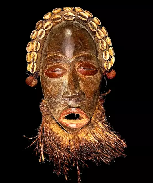 African Tribal Face Mask Wood Hand Carved Vintage Wall Hanging Mask Dan-4954