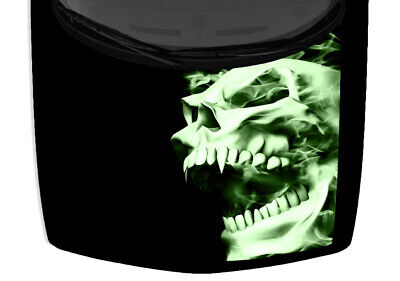 Flames Grunge Fangs Skulls Truck Car Vinyl Graphic Green Black Hood Wrap Decal