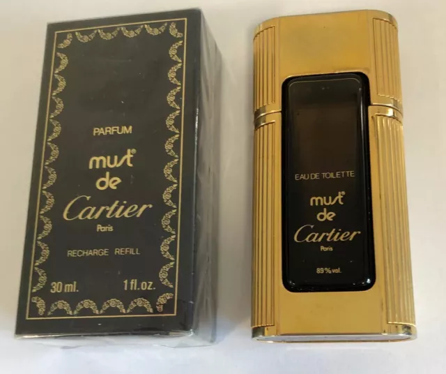 ✅⭐ Must de Cartier Parfum  30 ml  Rarität Vintage + Gratis leere goldene Flasche