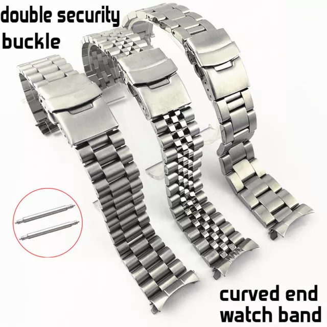 Curved Ends Metal Strap 18 19 20mm 21mm 22mm 23-30mm Stainless Steel Watch Band