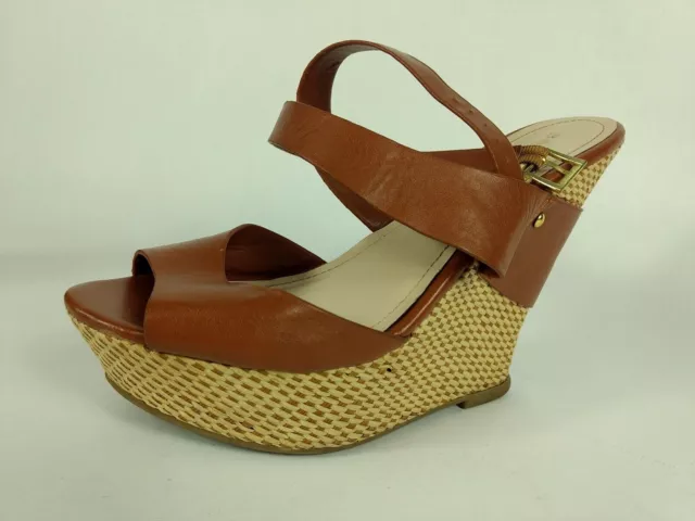 Bamboo Womens Platform Brown Sandals, Smooch-46 Woven, Size 10 3