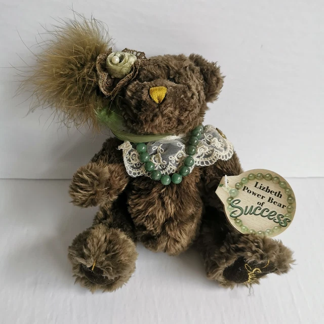 Lizbeth Bear of Success Brass Button Aventurine Jointed w/Tags Pickford Stuffy