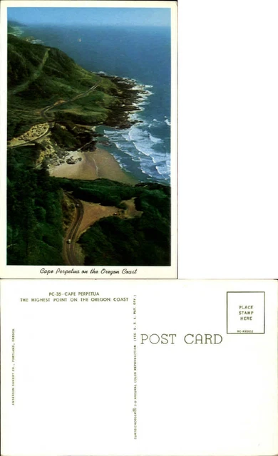 Cape Perpetua highest point on Oregon Coast unused 1950s postcard