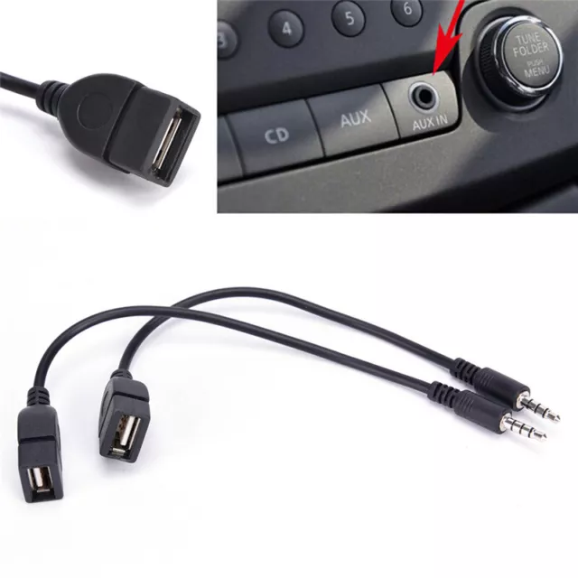 3.5mm Male AUX Audio Plug Jack To USB 2.0 Female Converter Cable Cord For Car AP