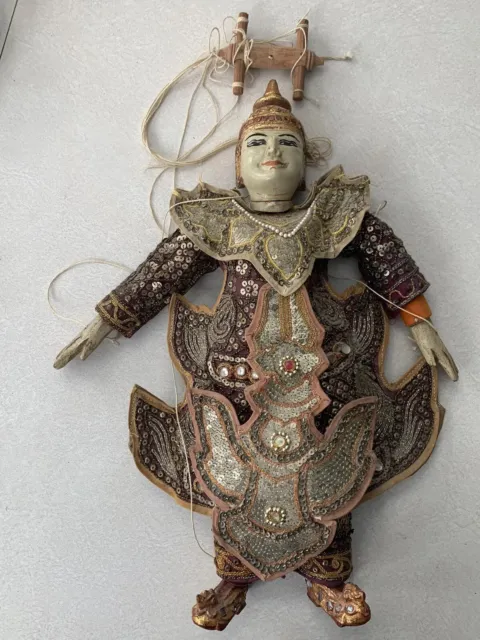 Thai Marionette String Puppet Wooden Asian Handmade Traditional Dress Burmese