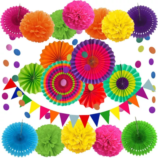 20Pcs Tissue Paper Fan Flowers Pom Honeycomb Ball Set Wedding Party Decor DIY