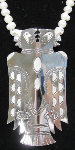 New Native American Seminole Handmade Double Headed Predator FW Pearl Necklace