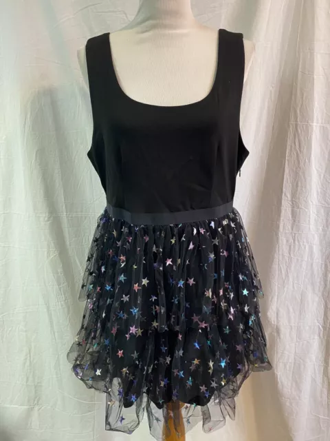 NWT Betsey Johnson Multicolor Metallic Star Tiered Tulle Knot Mini Dress XL