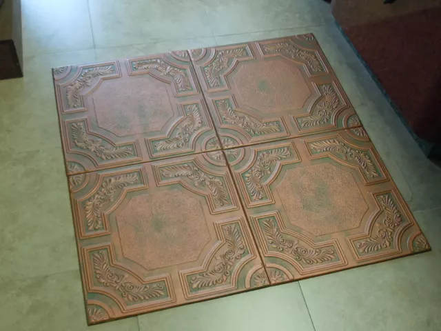 Painted Tin Look Ceiling Tiles COPPER PATINA R28 finish