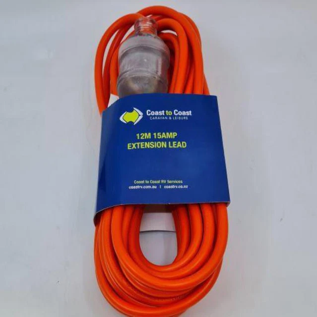 Heavy Duty Extension Lead - LED 12M 15Amp 240V Suits RV Use