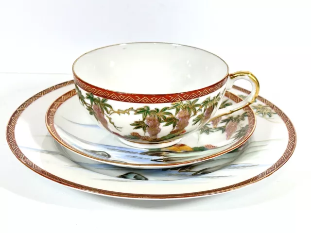 Vintage Porcelain Eggshell Japanese Tea Cup with Plates