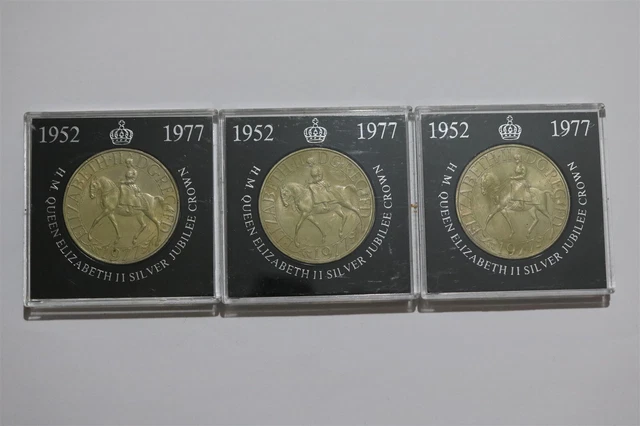 🧭 🇬🇧 Uk Gb 3 Cased Copper-Nickel Crowns B52 Cg34