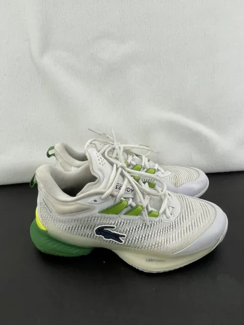 Lacoste Women`s AG-LT23 Ultra Tennis Shoes White, Green And Neon Eu38/US 7 EUC