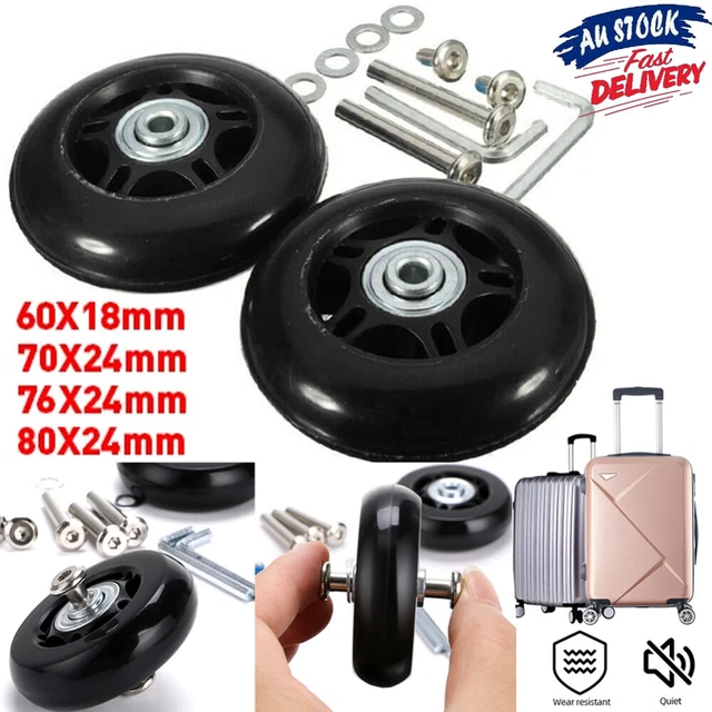 2/4PCS 60-80mm Luggage Suitcase Wheels Axles Repair Kit Replacement Low Noise AU