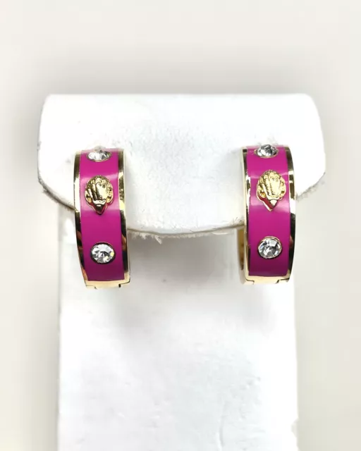 Kurt Geiger London Pink and Gold Hoop Earrings